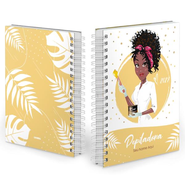 Agenda Comercial Personalizada Depiladora Cachos Amarela 2027