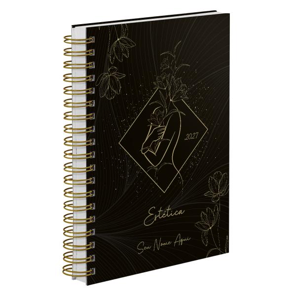 Agenda Comercial Personalizada Estética Flower Sublime Ouro 2027