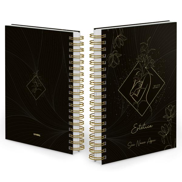 Agenda Comercial Personalizada Estética Flower Sublime Ouro 2027