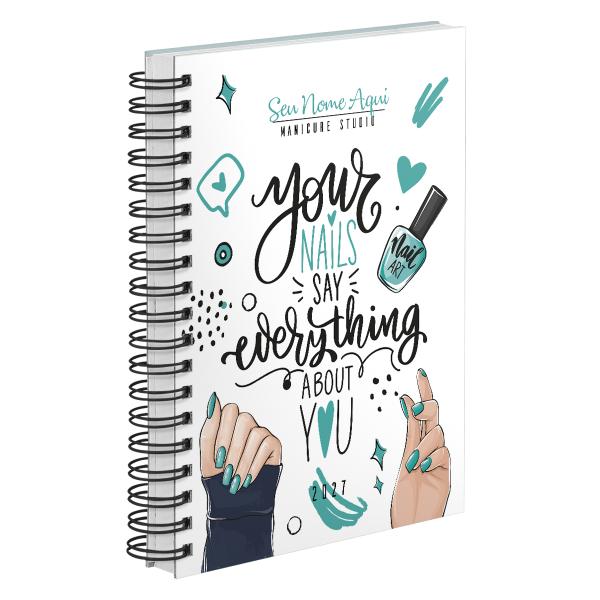 Agenda Comercial Personalizada Nail Designer Art Verde 2027