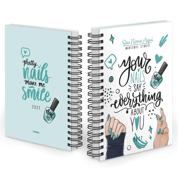 Agenda Comercial Personalizada Nail Designer Art Verde 2027