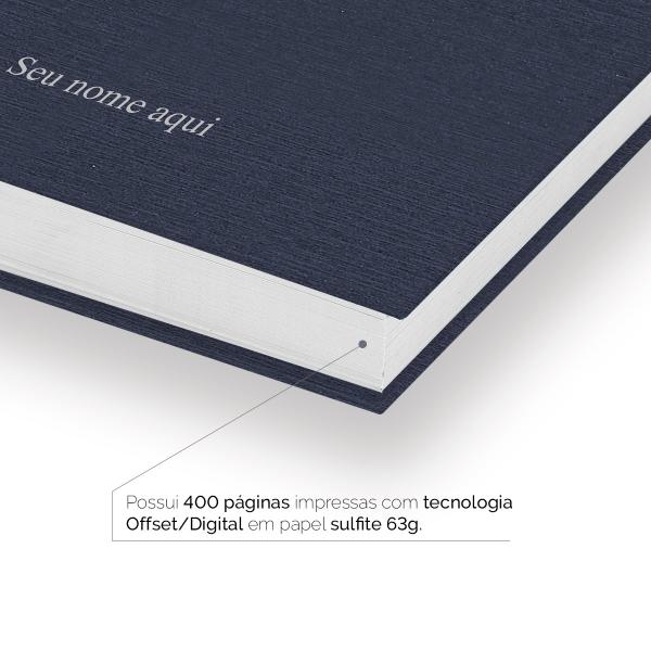 Agenda Comercial Personalizada Cabeleireira Texturizado Aço Escovado Azul 2027