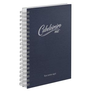 Agenda Comercial Personalizada Cabeleireiro Texturizado Aço Escovado Azul 2027