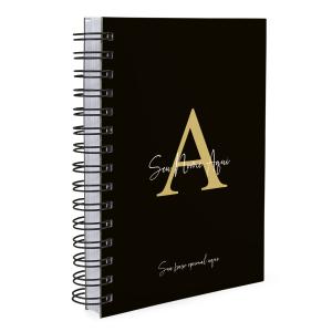 Agenda Personalizada Moderna Letra Cores Preto Ouro 2027