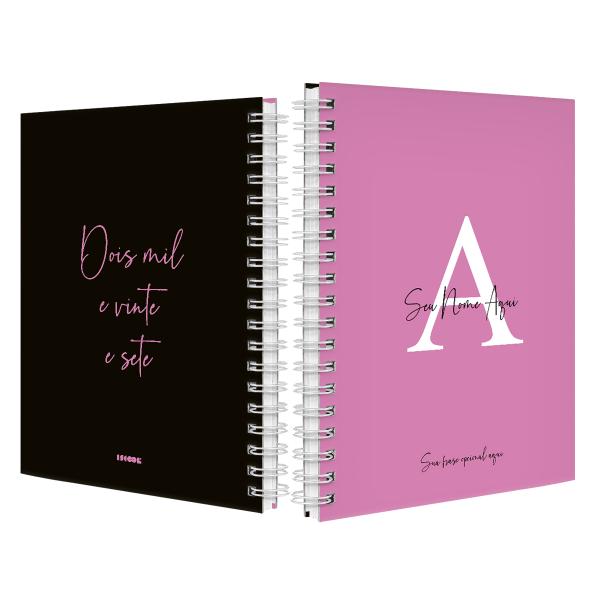 Agenda Planner Semanal Personalizada Moderna Letra Cores Rosa Primavera 2027