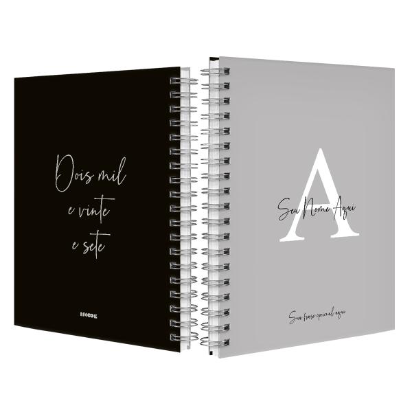 Agenda Planner Semanal Personalizada Moderna Letra Cores Cinza 2027