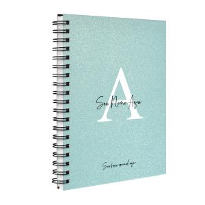 Agenda Planner Semanal Personalizada Moderna Letra Glitter Verde Oceano 2027