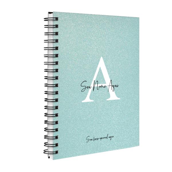 Agenda Planner Semanal Personalizada Moderna Letra Glitter Verde Oceano 2027