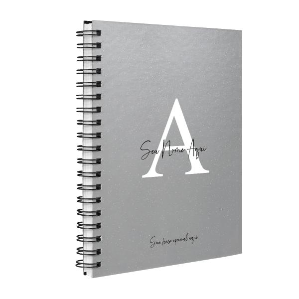 Agenda Planner Semanal Personalizada Moderna Letra Glitter Metalizada Prata 2027