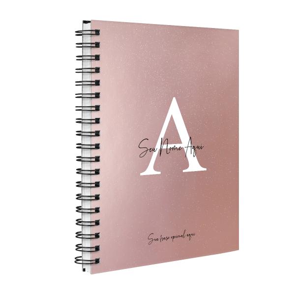 Agenda Planner Semanal Personalizada Moderna Letra Glitter Metalizada Rose Gold 2027