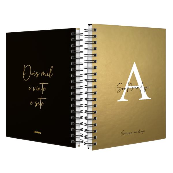 Agenda Planner Semanal Personalizada Moderna Letra Metalizada Ouro 2027