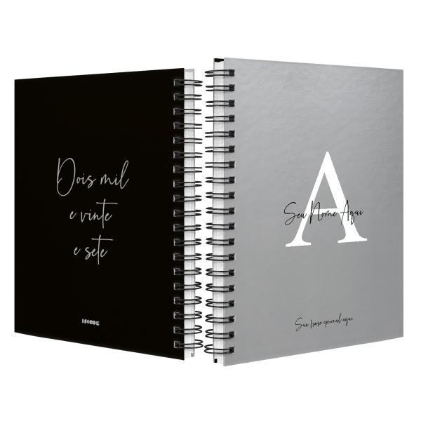 Agenda Planner Semanal Personalizada Moderna Letra Metalizada Prata 2027