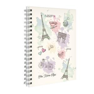 Agenda Planner Semanal Personalizada Países Paris Aquarela Torre Eiffel 2027
