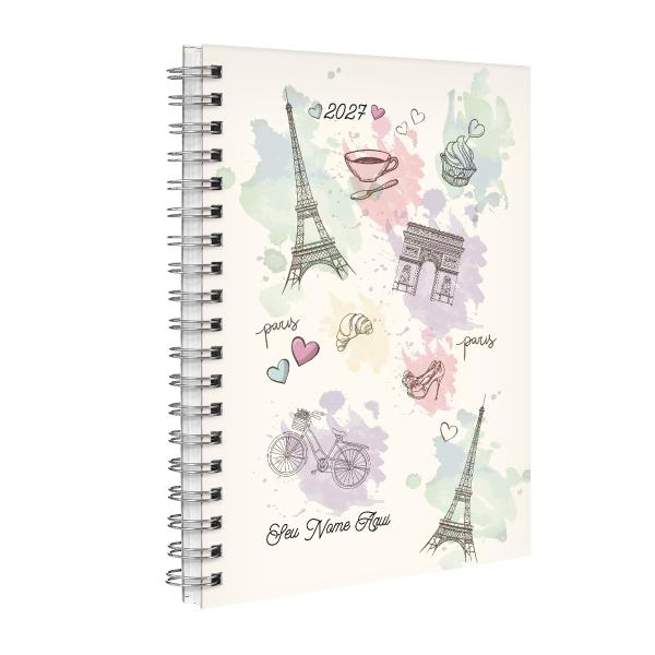 Agenda Planner Semanal Personalizada Países Paris Aquarela Torre Eiffel 2027