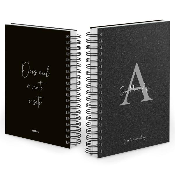 Agenda Diária Personalizada Areia Sand Preto Prata 2027