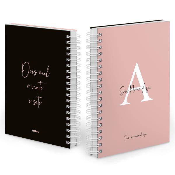 Agenda Diária Personalizada Moderna Letra Cores Rosê 2027