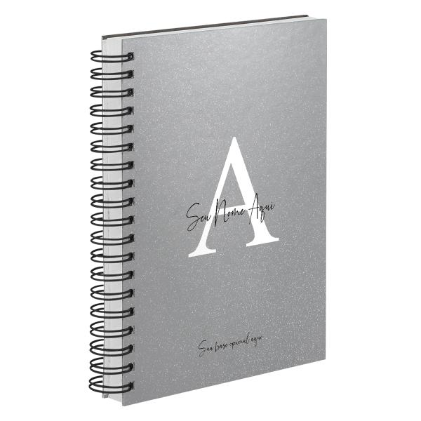 Agenda Diária Personalizada Moderna Letra Glitter Metalizada Prata 2027