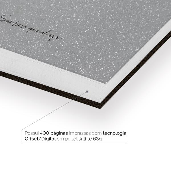 Agenda Diária Personalizada Moderna Letra Glitter Metalizada Prata 2027