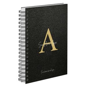 Agenda Diária Personalizada Moderna Letra Glitter Preto Ouro 2027