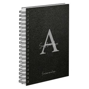 Agenda Diária Personalizada Moderna Letra Glitter Preto Prata 2027