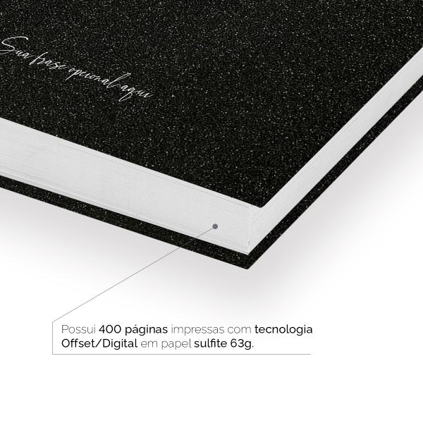 Agenda Diária Personalizada Moderna Letra Glitter Preto Prata 2027
