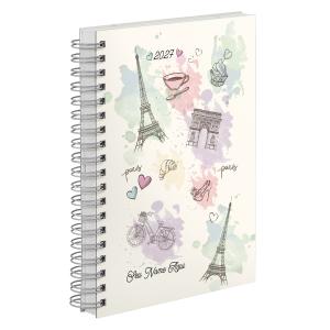 Agenda Diária Personalizada Países Paris Aquarela Torre Eiffel 2027