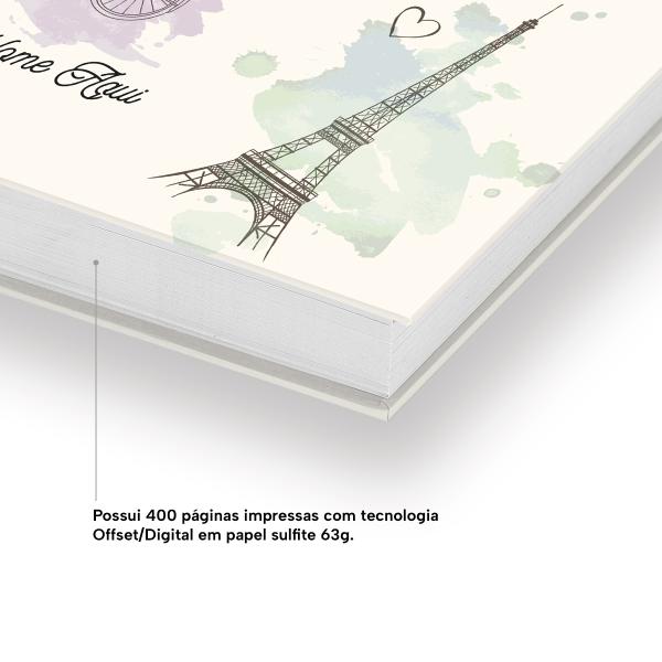 Agenda Diária Personalizada Países Paris Aquarela Torre Eiffel 2027