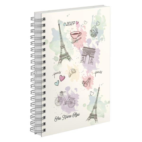 Agenda Diária Personalizada Países Paris Aquarela Torre Eiffel 2027
