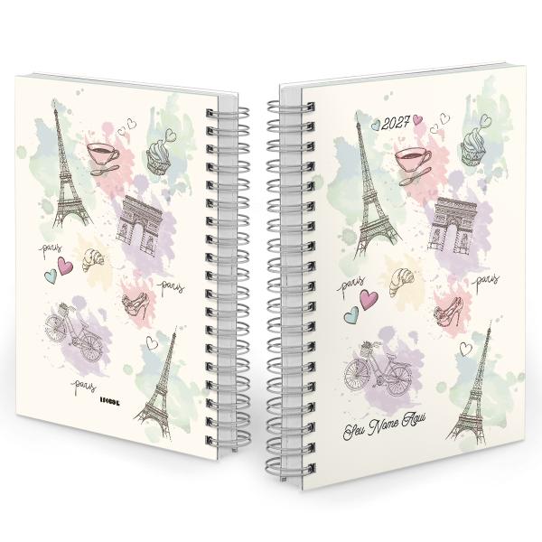 Agenda Diária Personalizada Países Paris Aquarela Torre Eiffel 2027