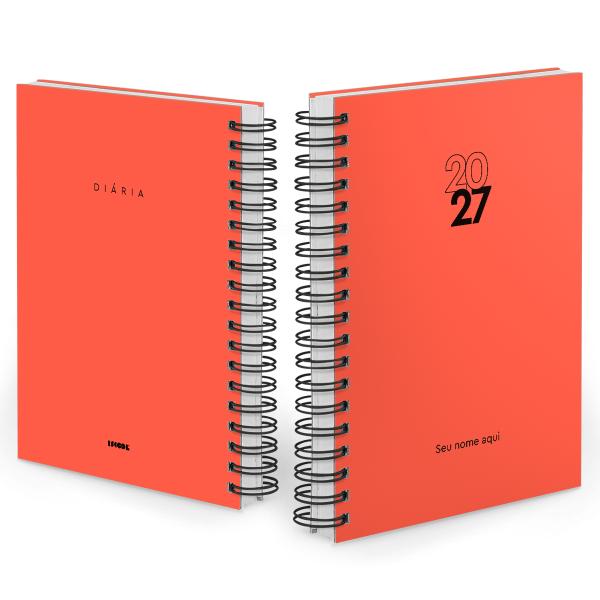 Agenda Diária Personalizada Solid Fluor Laranja 2027