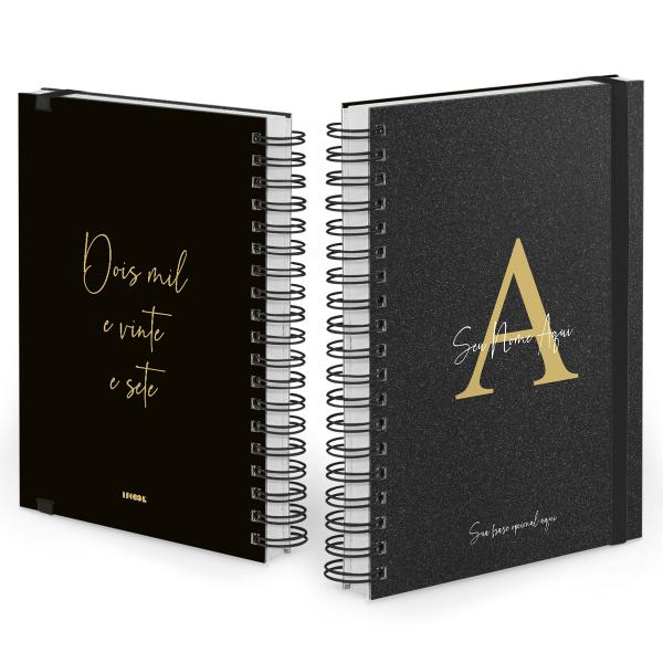 Agenda Diária Plus Personalizada Areia Sand Preto Ouro 2027