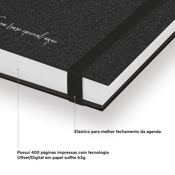 Agenda Diária Plus Personalizada Areia Sand Preto Ouro 2027