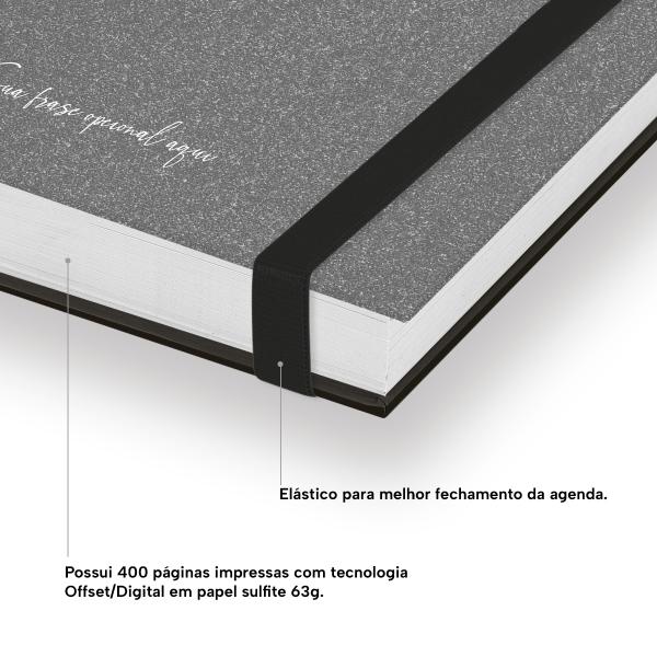 Agenda Diária Plus Personalizada Areia Sand Chumbo Ouro 2027