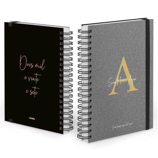 Agenda Diária Plus Personalizada Areia Sand Chumbo Ouro 2027