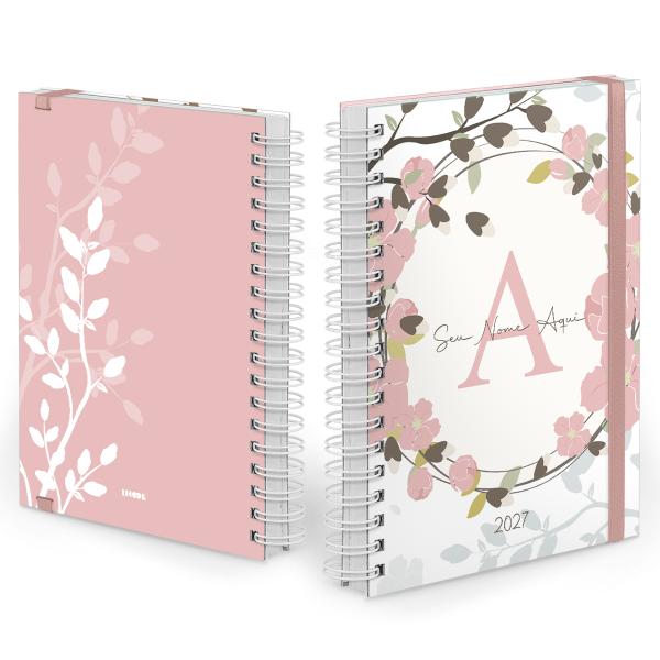 Agenda Diária Plus Personalizada Floral Ramos Rosê 2027