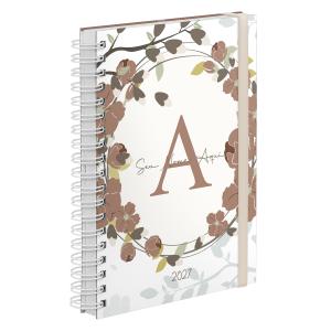Agenda Diária Plus Personalizada Floral Ramos Capuccino 2027