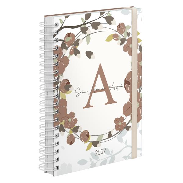 Agenda Diária Plus Personalizada Floral Ramos Capuccino 2027