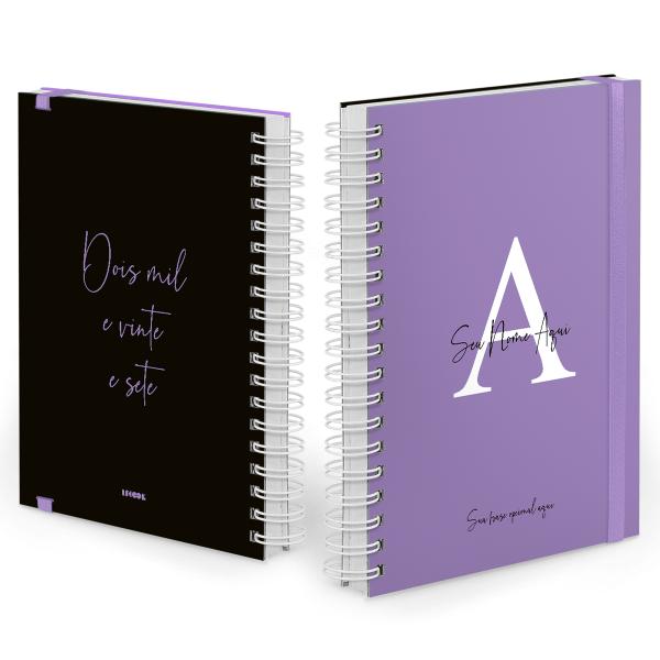 Agenda Diária Plus Personalizada Moderna Letra Cores Lilás 2027