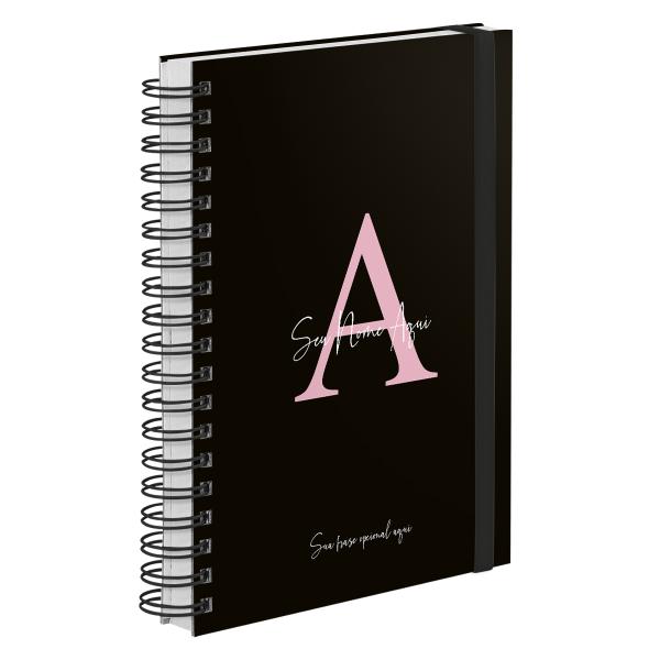 Agenda Diária Plus Personalizada Moderna Letra Cores Preto Rosa 2027