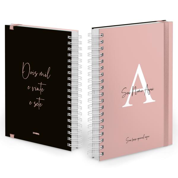 Agenda Diária Plus Personalizada Moderna Letra Cores Rosê 2027