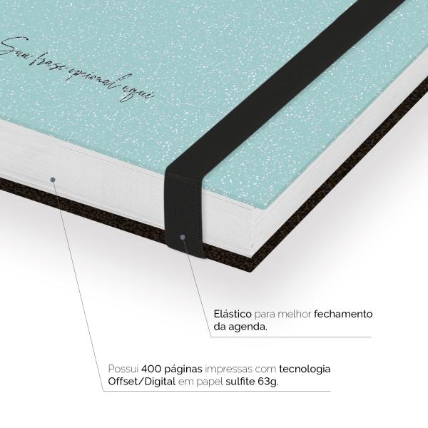Agenda Diária Plus Personalizada Moderna Letra Glitter Verde Água 2027