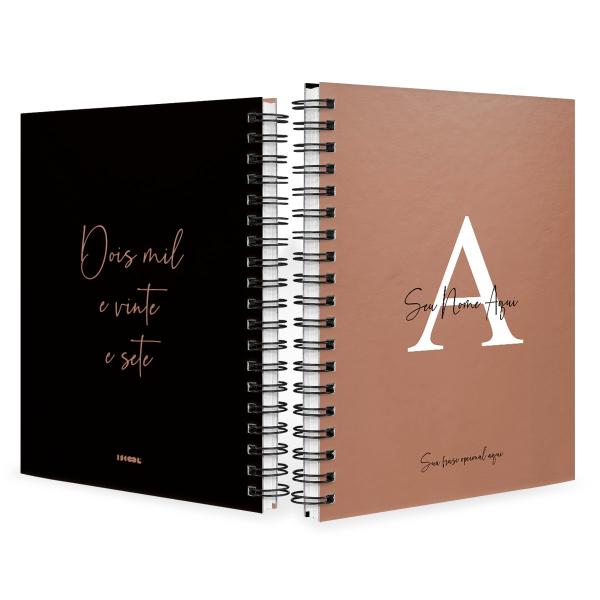 Agenda Planner Semanal Personalizada Moderna Letra Metalizada Capuccino 2027