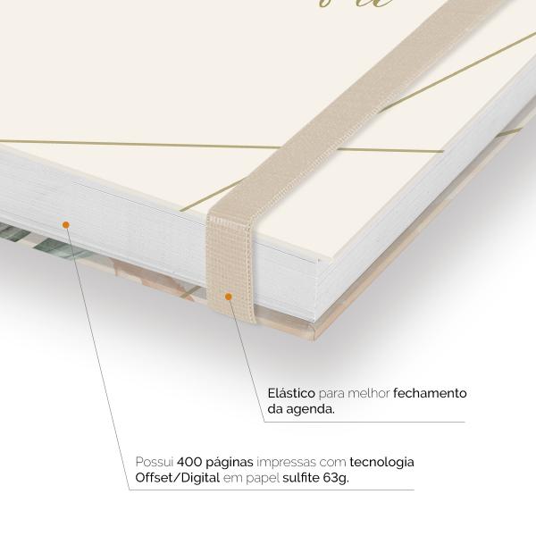 Agenda Diária Plus Personalizada Monograma Floral Bege E Dourado Letra A 2027