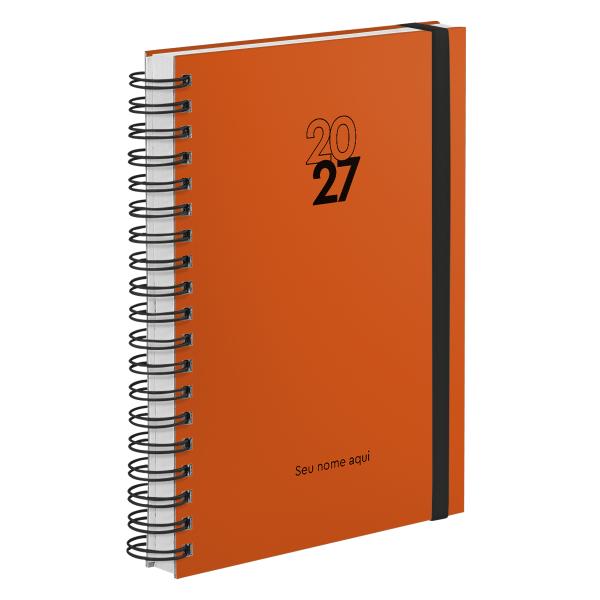 Agenda Diária Plus Personalizada Solid Colors Laranja 2027