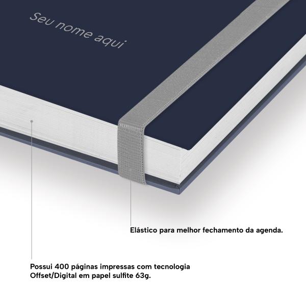 Agenda Diária Plus Personalizada Solid Colors Azul Marinho 2027