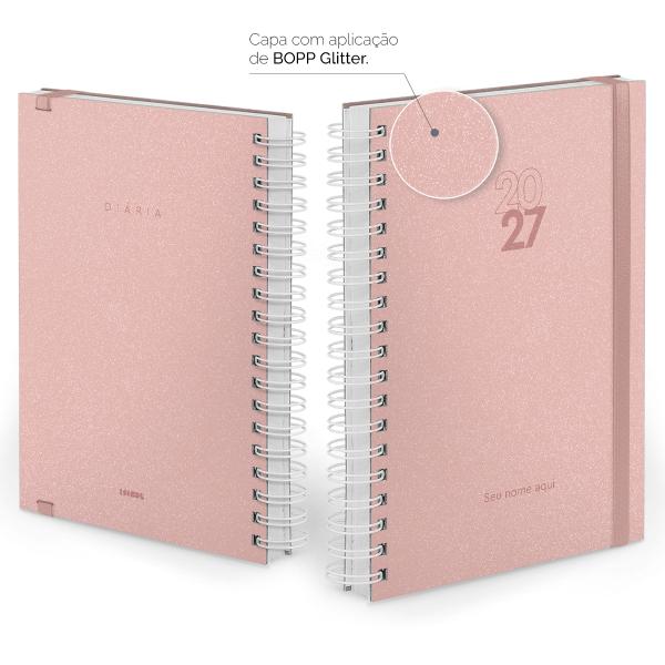 Agenda Diária Plus Personalizada Solid Glitter Rosê 2027