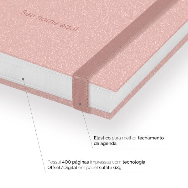 Agenda Diária Plus Personalizada Solid Glitter Rosê 2027