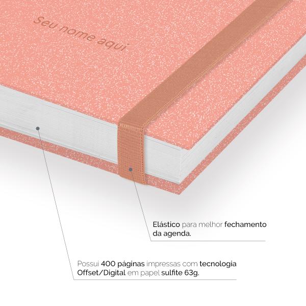 Agenda Diária Plus Personalizada Solid Glitter Pêssego 2027