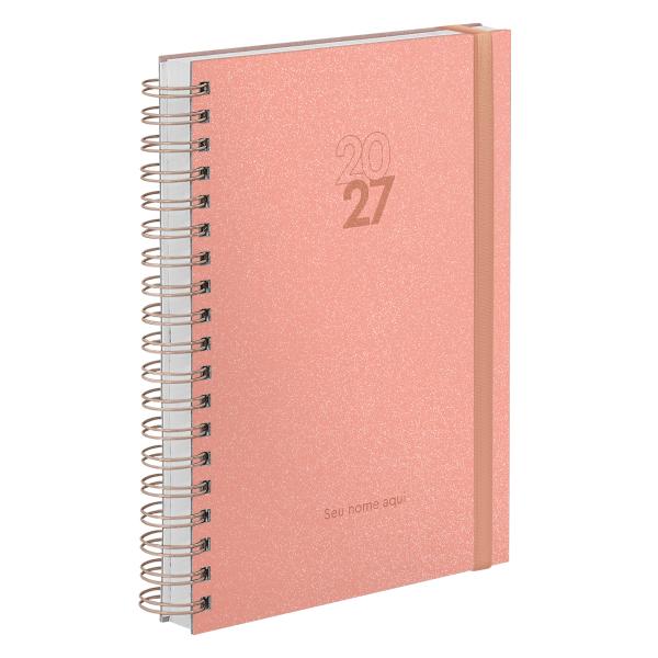 Agenda Diária Plus Personalizada Solid Glitter Pêssego 2027