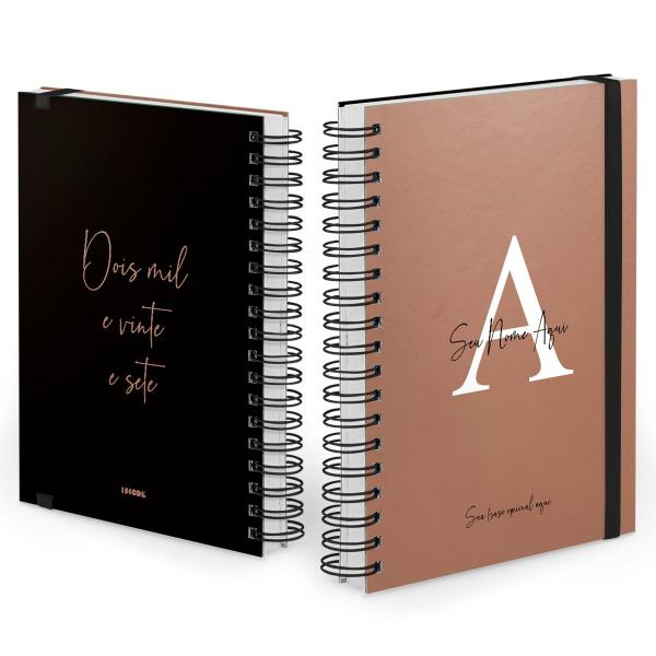 Agenda Diária Plus Personalizada Moderna Letra Metalizada Capuccino 2027